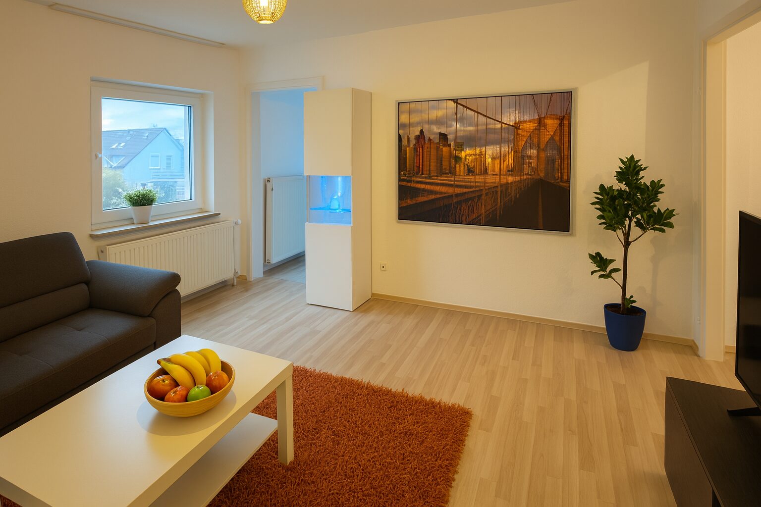 Wohnzimmer mit ausziehbarem Schlafsofa